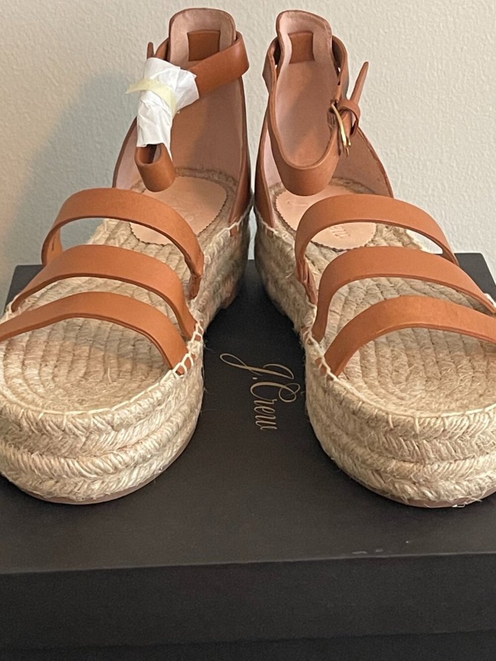 J Crew Shoes Women 7 Brown Leather‎ Grace Gladiator Espadrille Platform Sandal